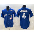 Toronto Blue Jays #4 George Springer Navy MAROU 2025 World Series Home Cool Base Stitched Jersey