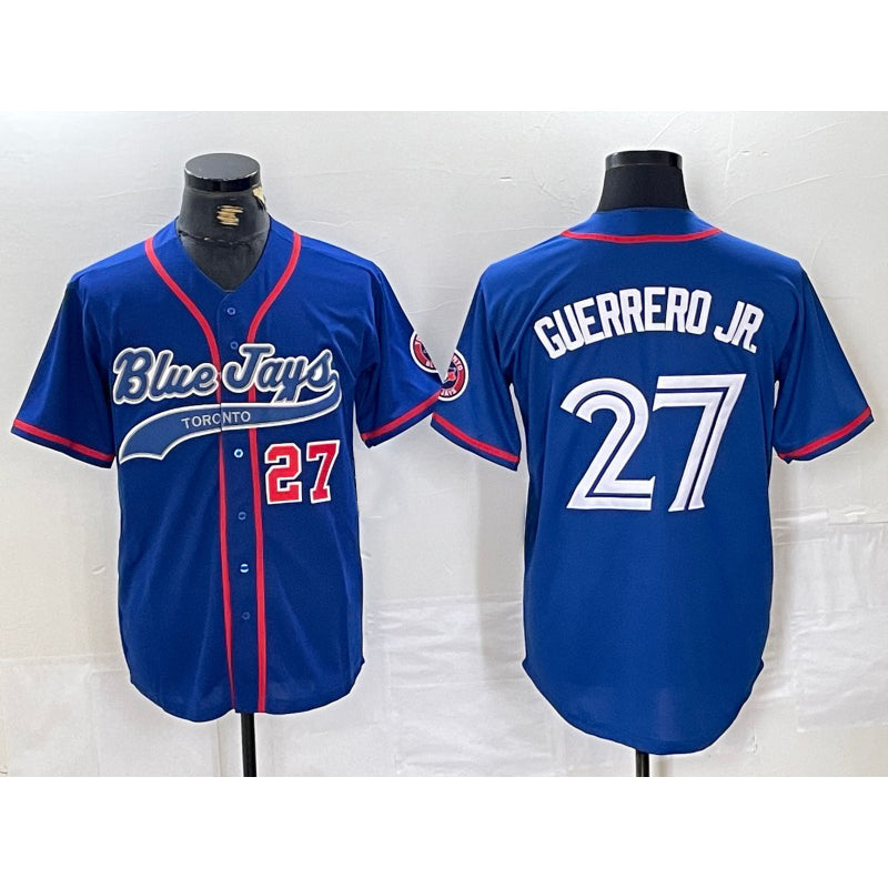 Toronto Blue Jays #27 Vladimir Guerrero Jr Blue MAROU Cool Base Stitched Jersey 3