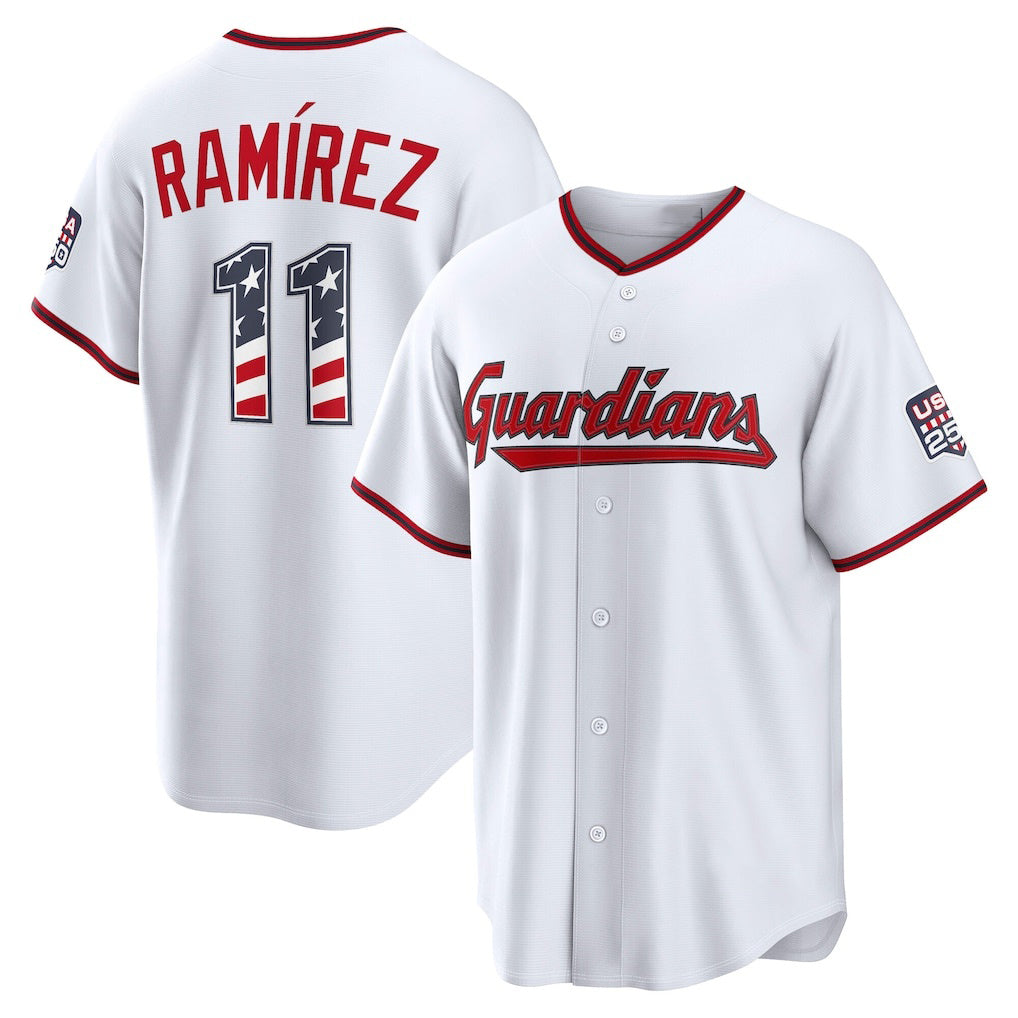 Cleveland Guardians #11 José Ramírez USA 250 Fourth of July Home Stadium Jersey - White Puhics