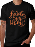 Bless Our Home Graphic Print Black T-Shirt