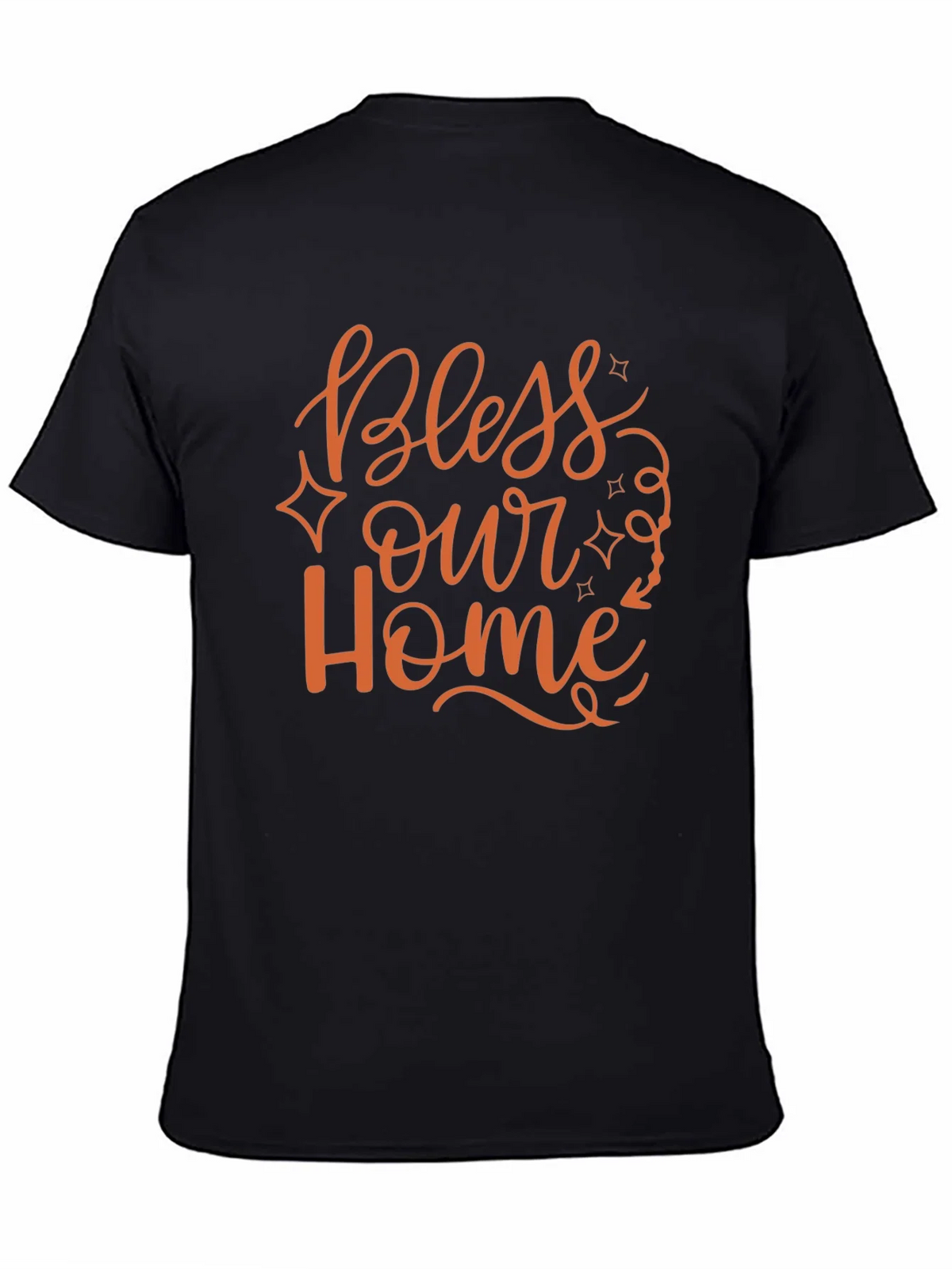 Bless Our Home Graphic Print Black T-Shirt