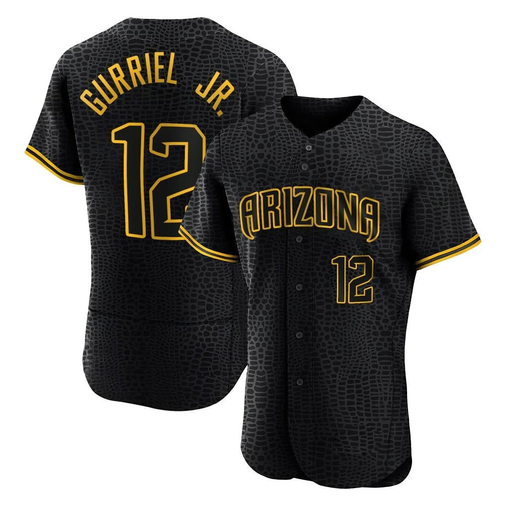 Arizona Diamondbacks #12 Lourdes Gurriel Jr Player Black Snake Skin City Limited Elite Home Game Stitched Baseball Jersey