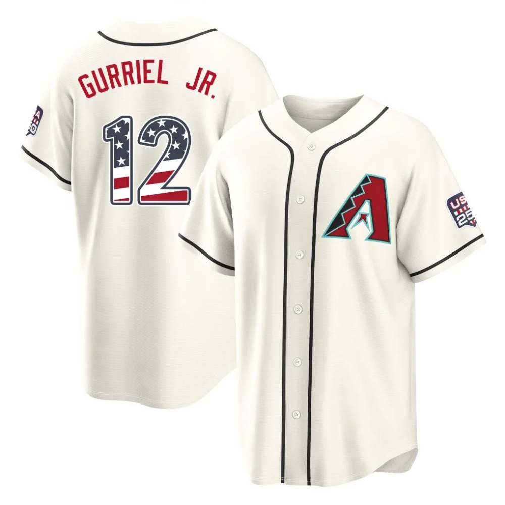 Arizona Diamondbacks #12 Lourdes Gurriel Jr Cream USA 250 Fourth of July Home Stitched Baseball Jersey
