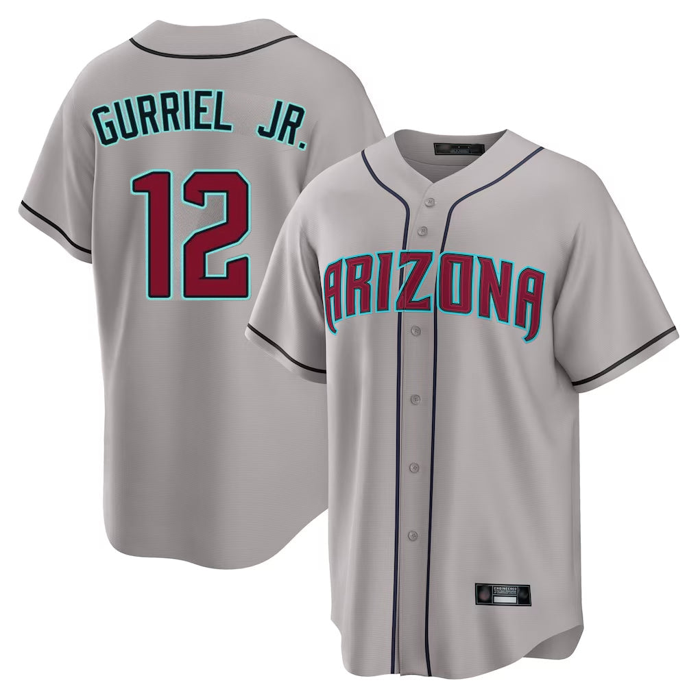 Arizona Diamondbacks #12 Lourdes Gurriel Jr Player Gray Road Home Game Stitched Baseball Jersey