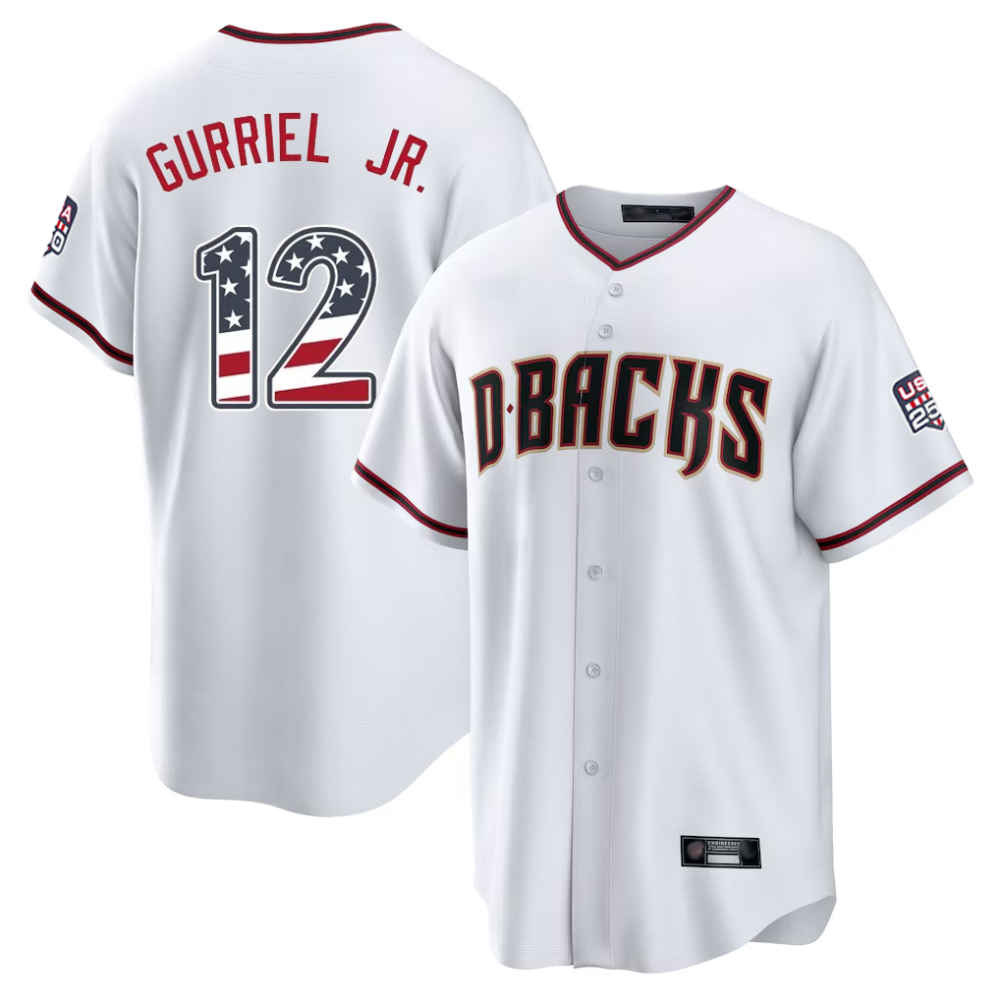 Arizona Diamondbacks #12 Lourdes Gurriel Jr White USA 250 Fourth of July Stitched Baseball Jersey