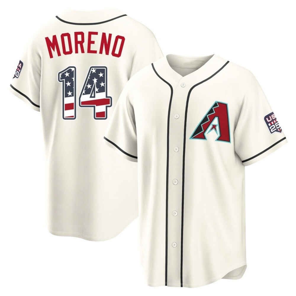 Arizona Diamondbacks #14 Gabriel Moreno Cream USA 250 Fourth of July Home Stitched Baseball Jerseys