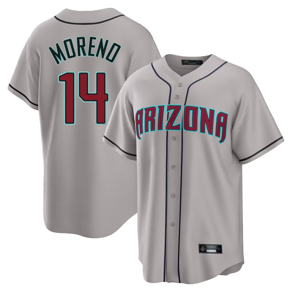 Arizona Diamondbacks #14 Gabriel Moreno Player Gray Road Home Game Stitched Baseball Jersey