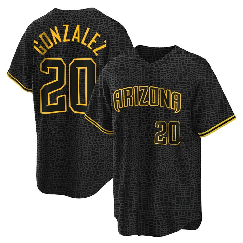 Arizona Diamondbacks #20 Luis Gonzalez Player Black Snake Skin City Home Game Stitched Baseball Jersey