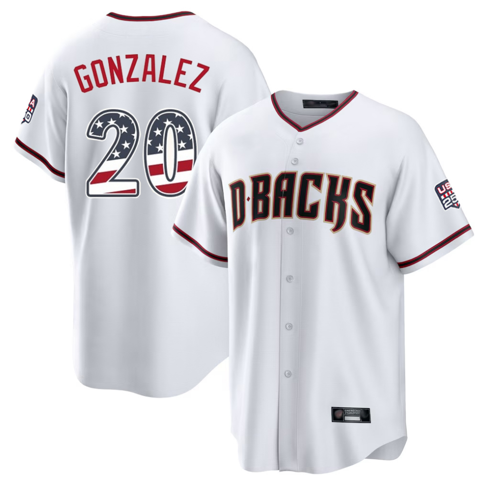 Arizona Diamondbacks #20 Luis Gonzalez White USA 250 Fourth of July Stitched Baseball Jersey
