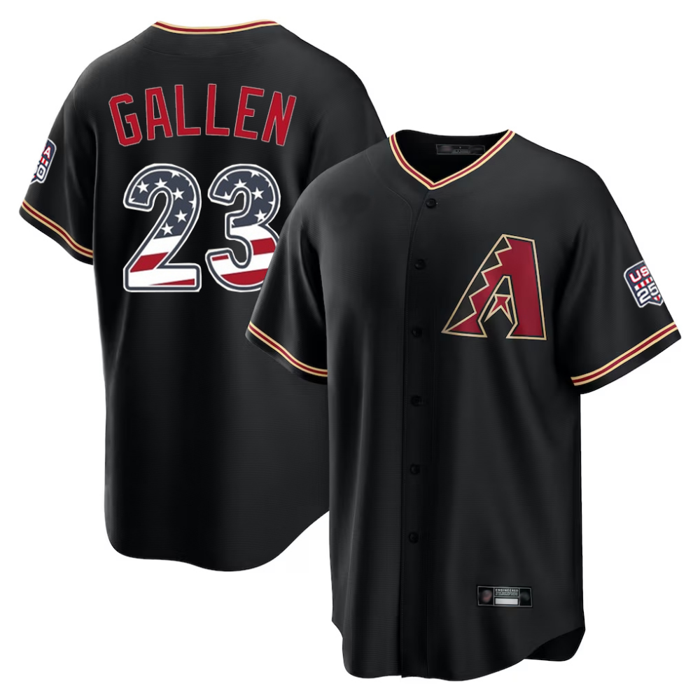 Arizona Diamondbacks #23 Zac Gallen Black USA 250 Fourth of July Stitched Baseball Jersey