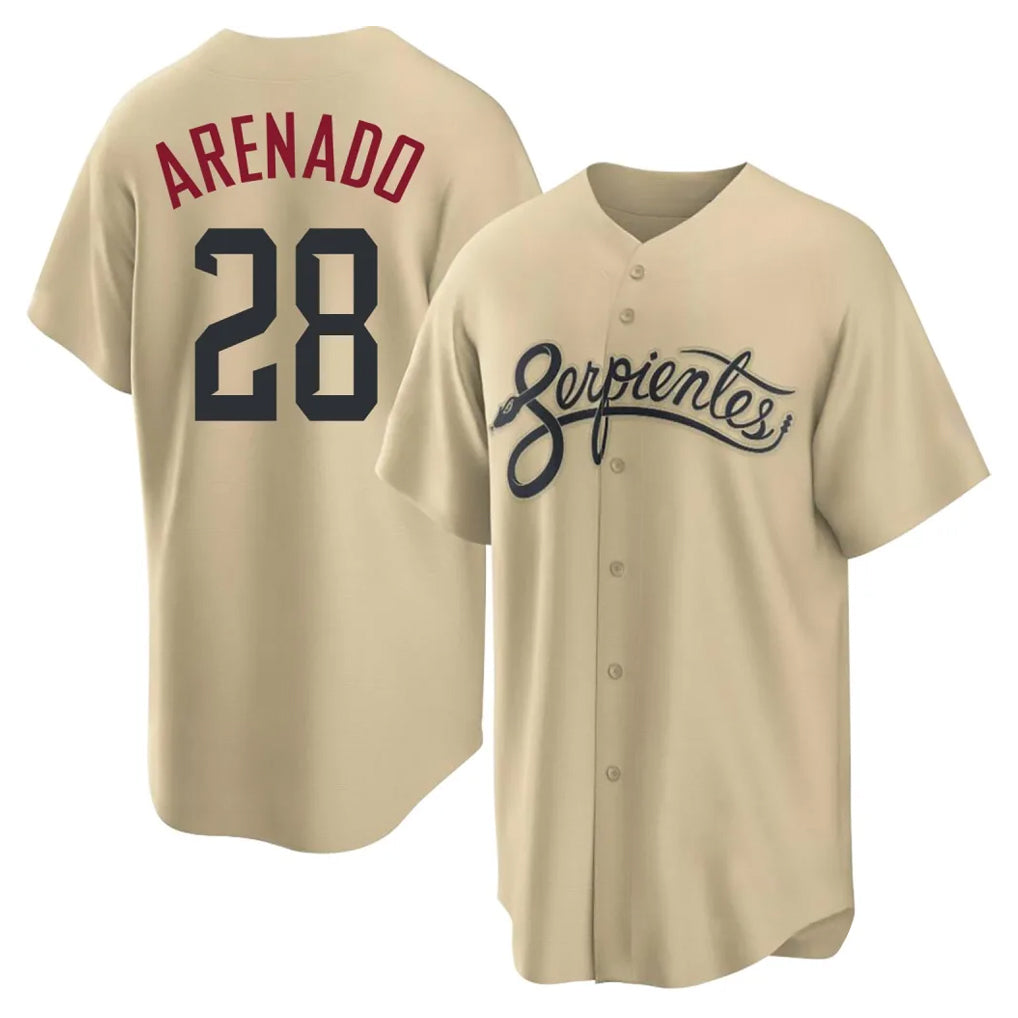Arizona Diamondbacks #28 Nolan Arenado Player Tan City Connect Home Game Stitched Baseball Jersey