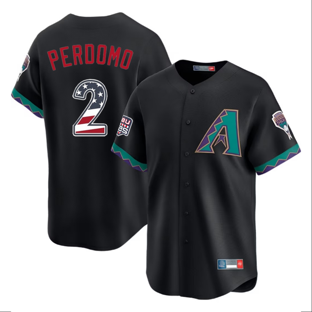 Arizona Diamondbacks #2 Geraldo Perdomo Black USA 250 Fourth of July Home Game Stitched Baseball Jerseys
