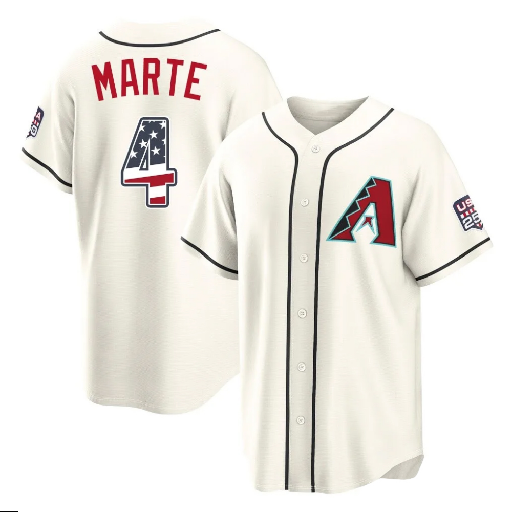 Arizona Diamondbacks #4 Ketel Marte Cream USA 250 Fourth of July Home Game Stitched Baseball Jerseys