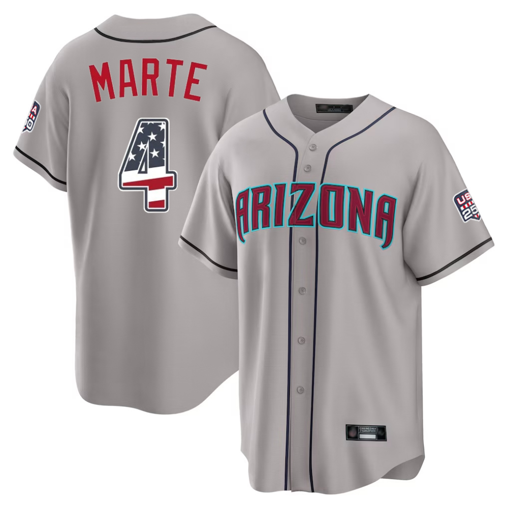 Arizona Diamondbacks #4 Ketel Marte Gray USA 250 Fourth of July Home Game Stitched Baseball Jersey