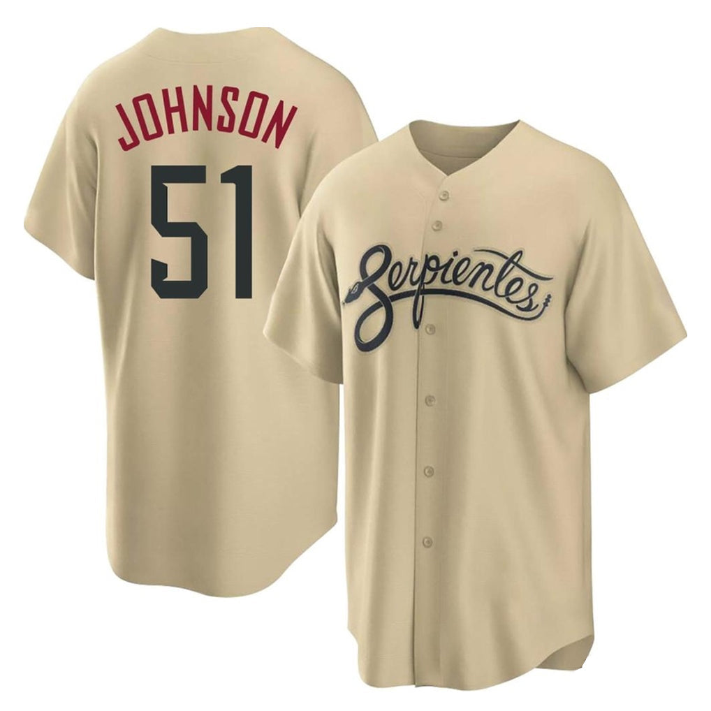 Arizona Diamondbacks #51 Randy Johnson Player Tan City Connect Home Game Stitched Baseball Jersey