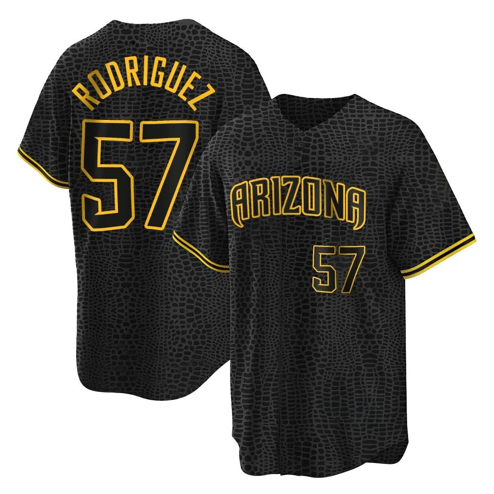 Arizona Diamondbacks #57 Eduardo Rodriguez Player Black Snake Skin City Home Game Stitched Baseball Jersey
