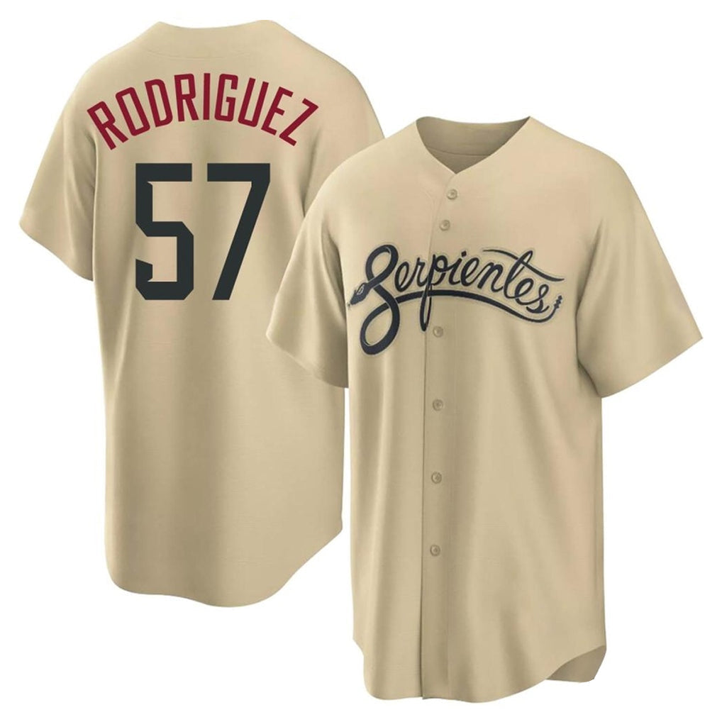 Arizona Diamondbacks #57 Eduardo Rodriguez Player Tan City Connect Home Game Stitched Baseball Jersey