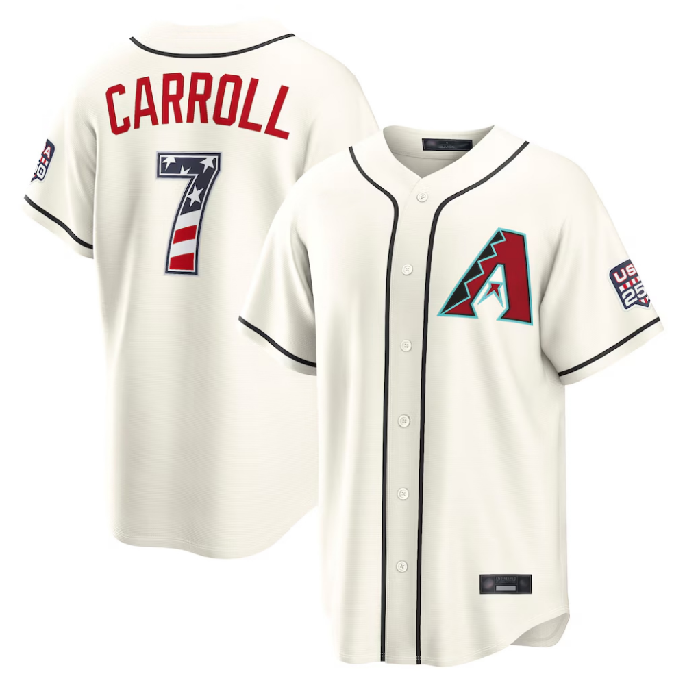 Arizona Diamondbacks #7 Corbin Carroll Cream USA 250 Fourth of July Stitched Baseball Jersey