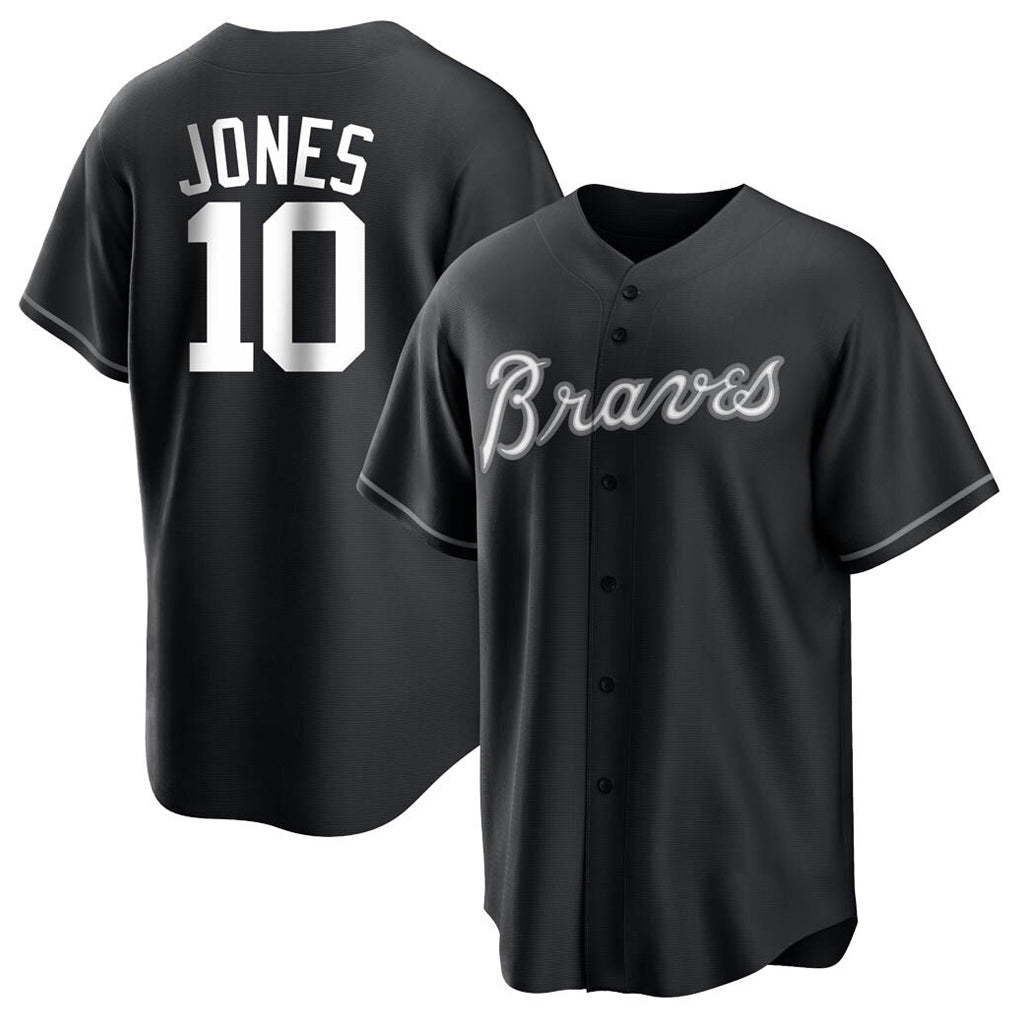 Atlanta Braves #10 Chipper Jones Player Black Home Game Stitched Baseball Jersey