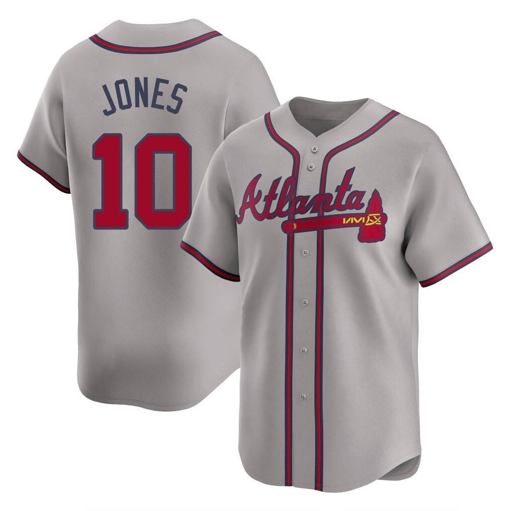 Atlanta Braves #10 Chipper Jones Player Gray Limited Home Game Stitched Baseball Jersey