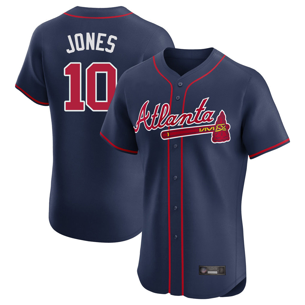 Atlanta Braves #10 Chipper Jones Player Navy Limited Elite Home Game Stitched Baseball Jersey