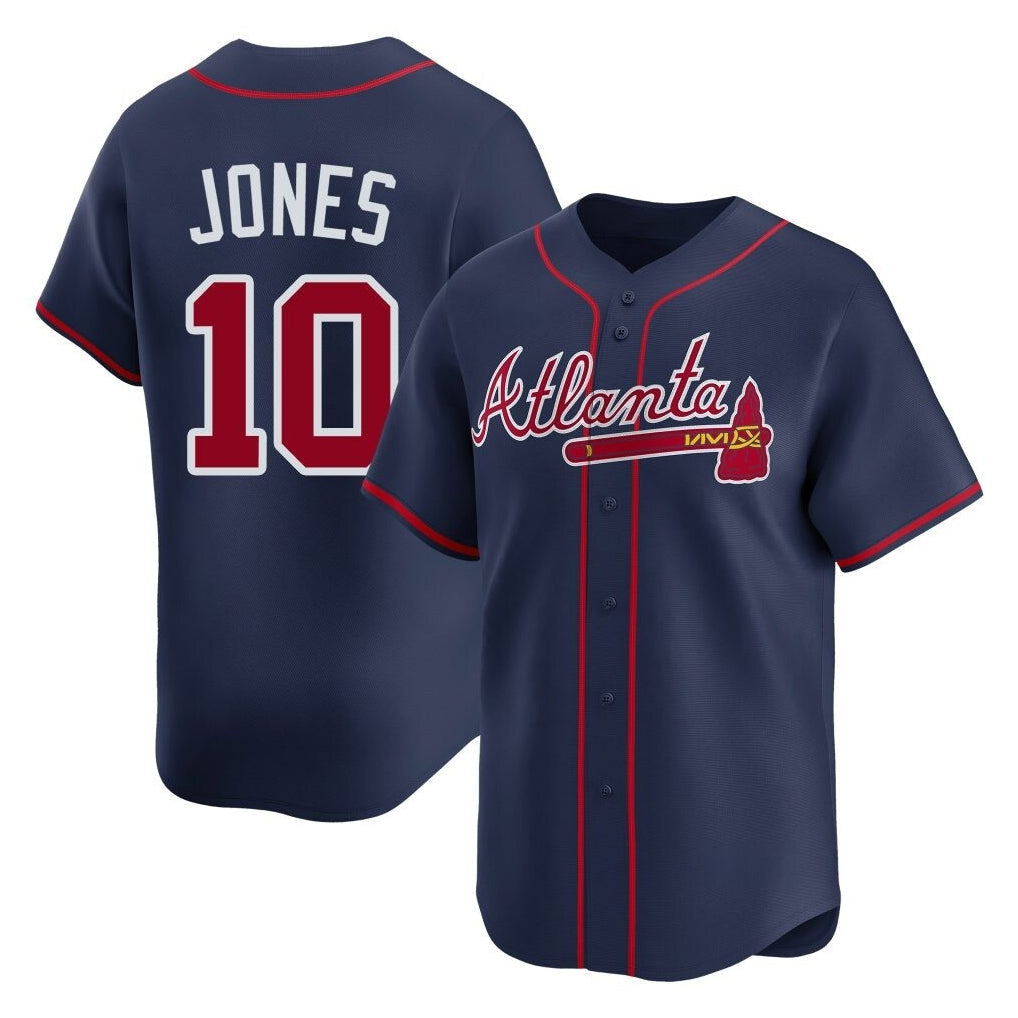 Atlanta Braves #10 Chipper Jones Player Navy Limited Home Game Stitched Baseball Jersey
