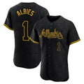 Atlanta Braves #1 Ozzie Albies Player Black Snake Skin City Limited Elite Home Game Stitched Baseball Jersey