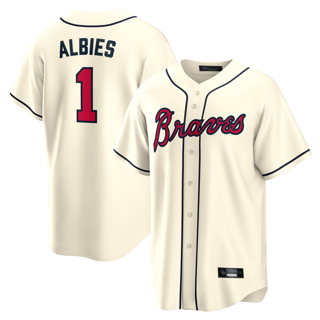 Atlanta Braves #1 Ozzie Albies Player Cream Home Game Stitched Baseball Jersey