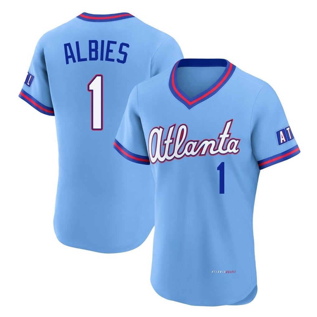 Atlanta Braves #1 Ozzie Albies Player Powder Blue 2026 City Connect T-shirt Limited Elite Home Game Stitched Baseball Jersey