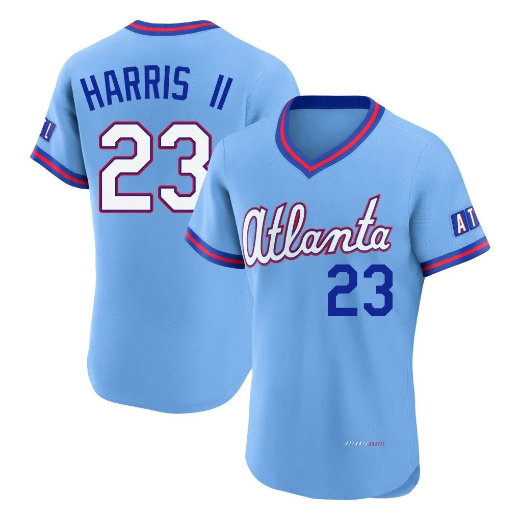 Atlanta Braves #23 Michael Harris II Player Powder Blue 2026 City Connect T-shirt Limited Elite Home Game Stitched Baseball Jersey