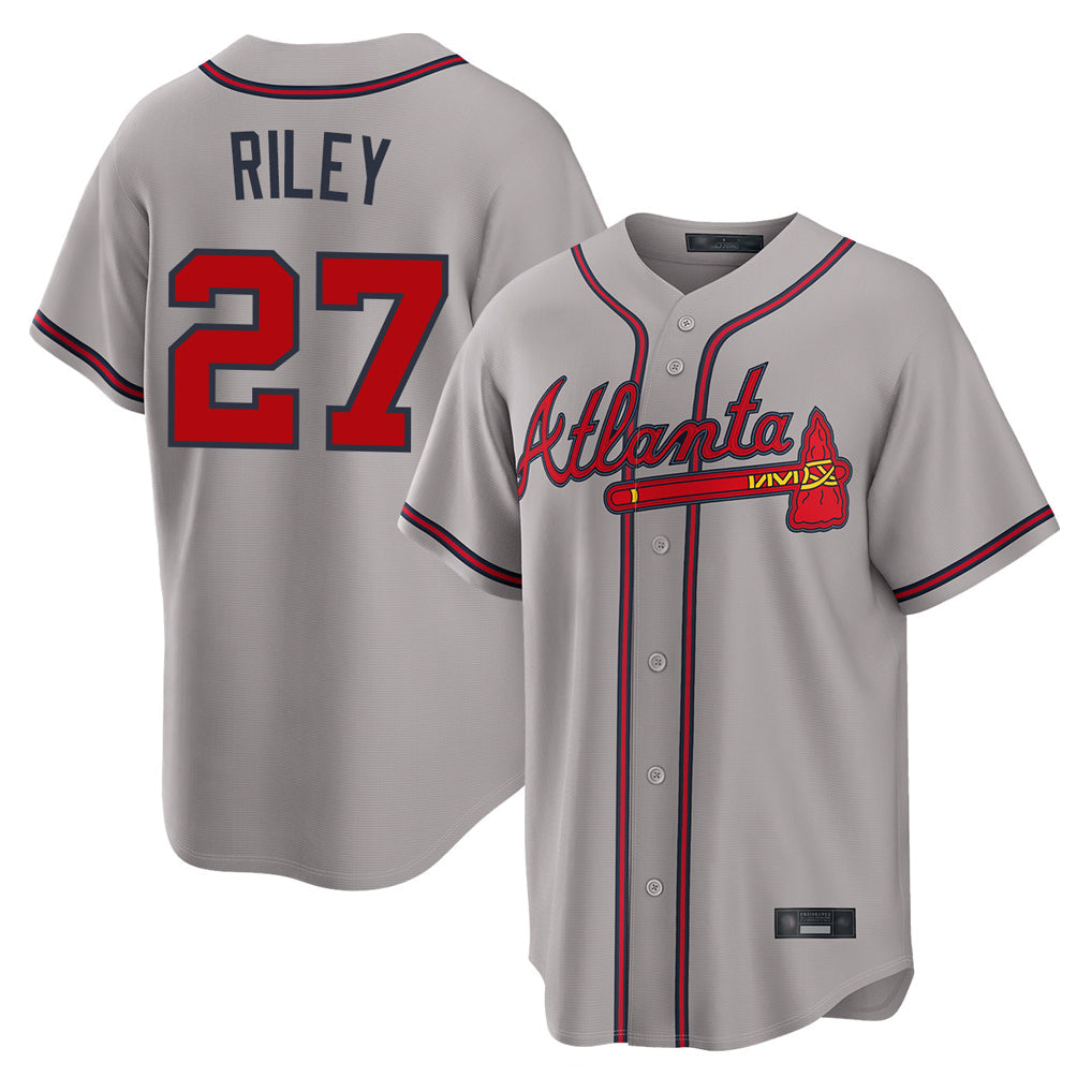 Atlanta Braves #27 Austin Riley Player Gray Home Game Stitched Baseball Jersey