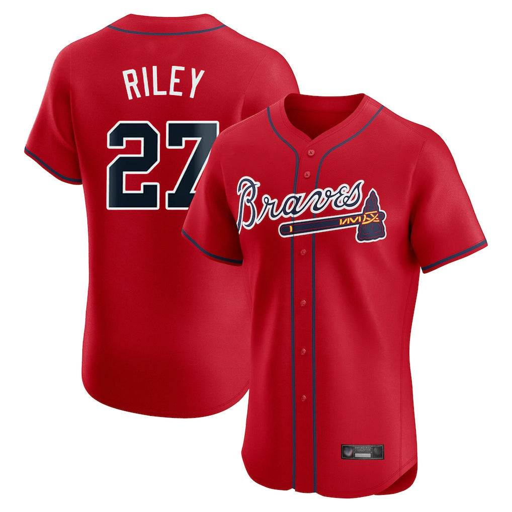 Atlanta Braves #27 Austin Riley Player Red Limited Elite Home Game Stitched Baseball Jersey