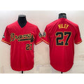 Atlanta Braves #27 Austin Riley Red Gold World Series Champions Program Cool Base Stitched Baseball Jersey