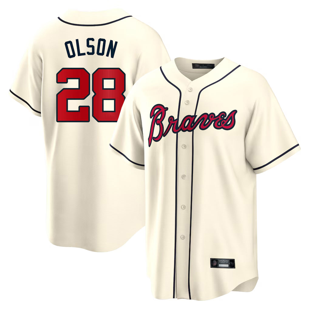Atlanta Braves #28 Matt Olson Player Cream Home Game Stitched Baseball Jersey