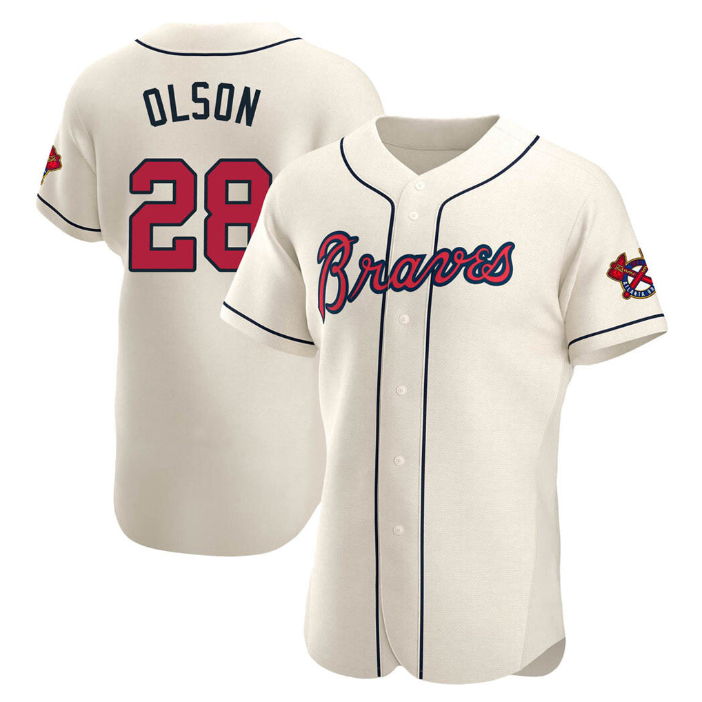 Atlanta Braves #28 Matt Olson Player Cream Limited Elite Home Game Stitched Baseball Jersey