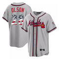 Atlanta Braves #28 Matt Olson Player Gray USA 250 Fourth Of July Limited Home Game Stitched Baseball Jersey