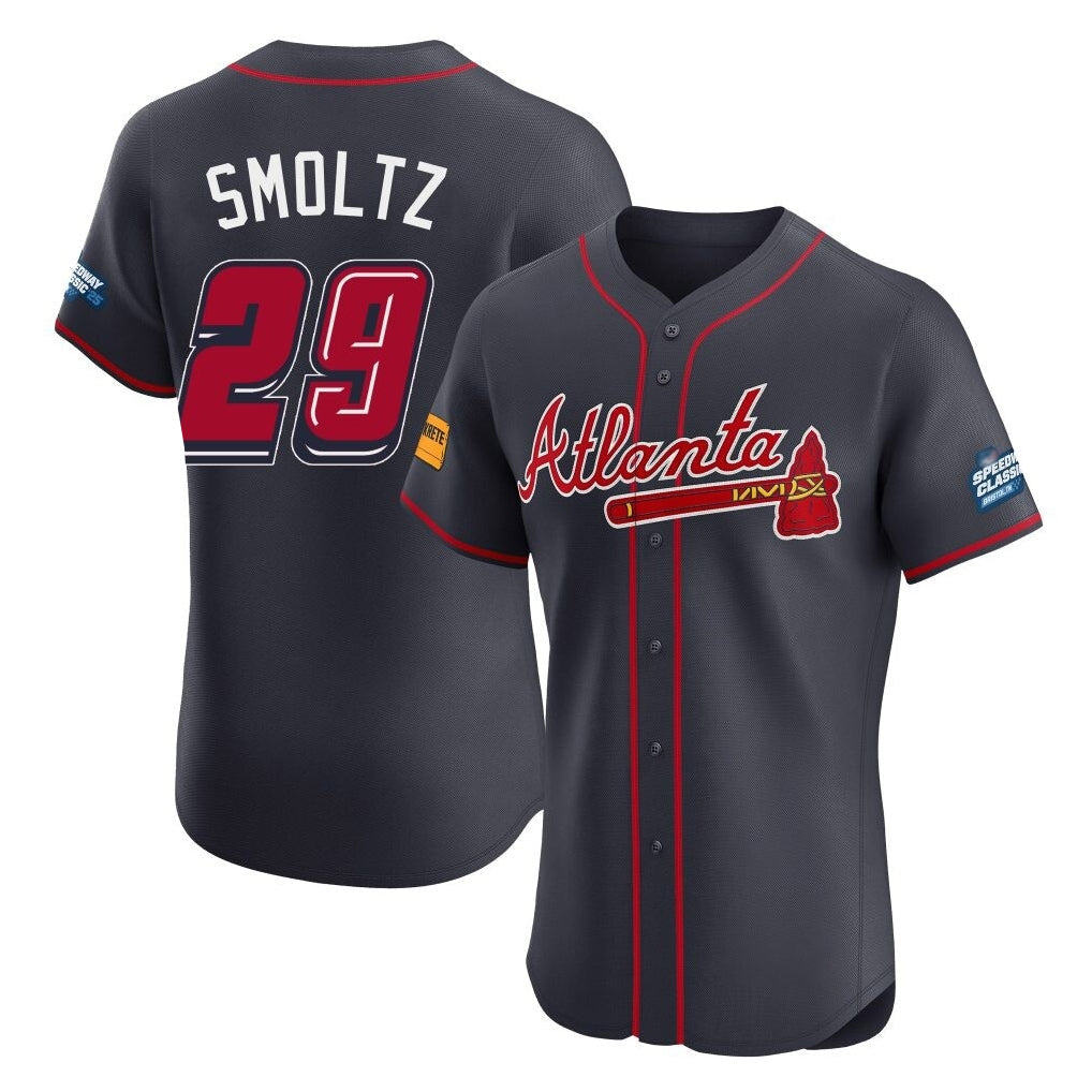 Atlanta Braves #29 John Smoltz Player Navy 2025 Speedway Classic Limited Elite Home Game Stitched Baseball Jersey