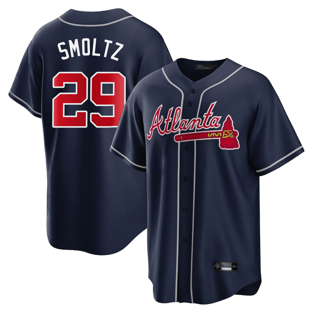 Atlanta Braves #29 John Smoltz Player Navy Home Game Stitched Baseball Jersey