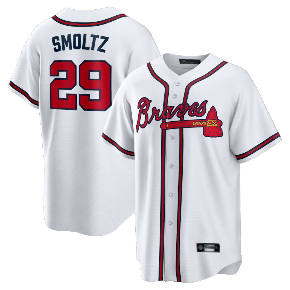 Atlanta Braves #29 John Smoltz Player White Home Game Stitched Baseball Jersey