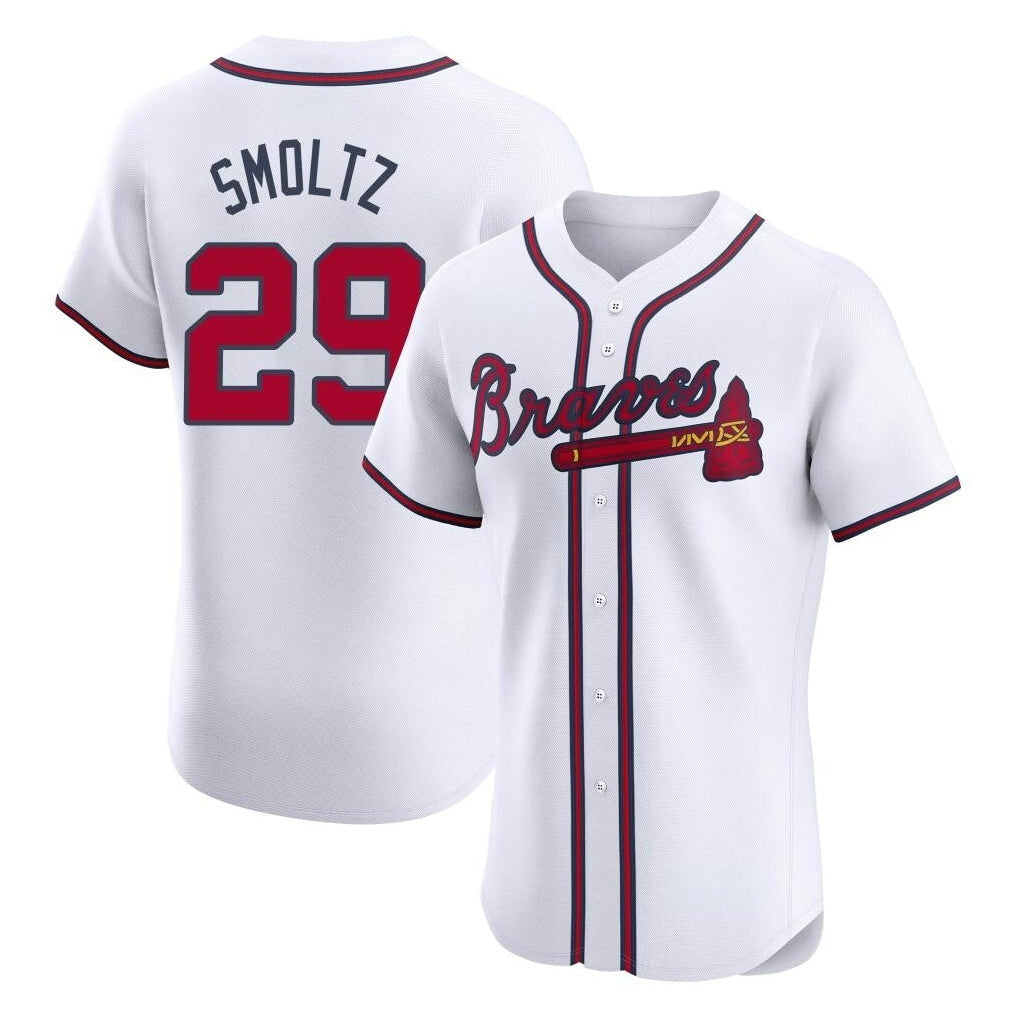 Atlanta Braves #29 John Smoltz Player White Limited Elite Home Game Stitched Baseball Jersey