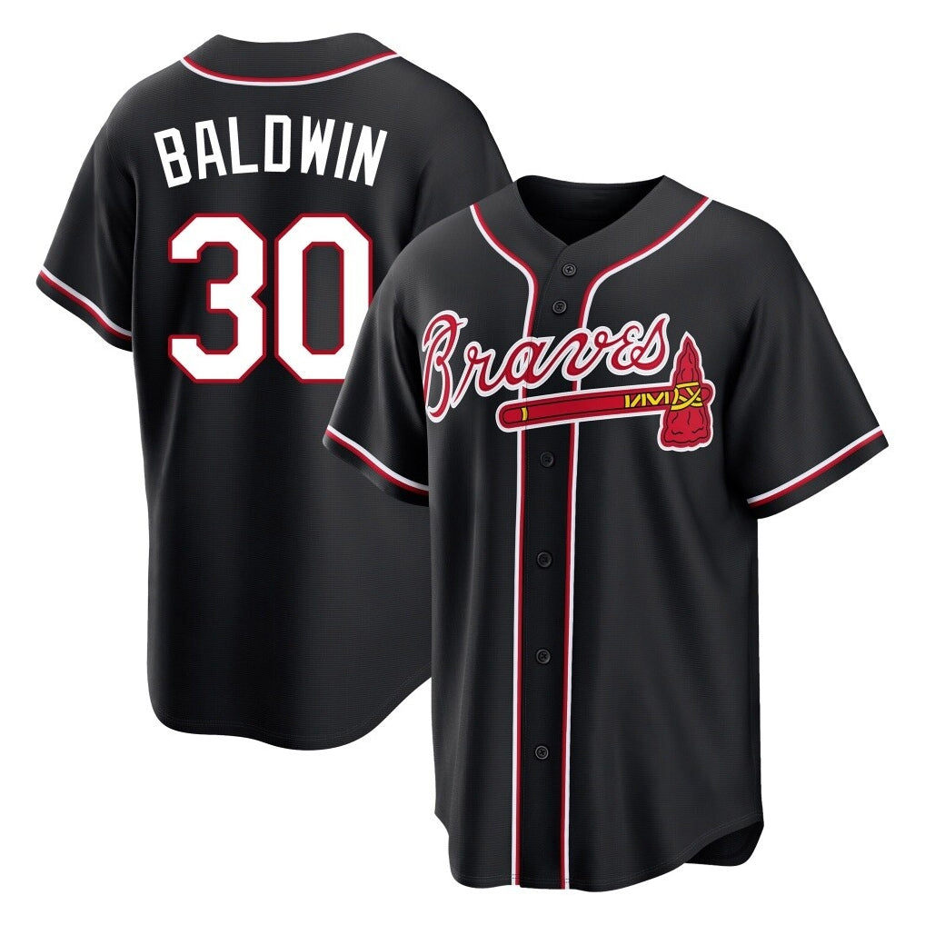Atlanta Braves #30 Drake Baldwin Player Black Fashion Out Game Stitched Baseball Jersey