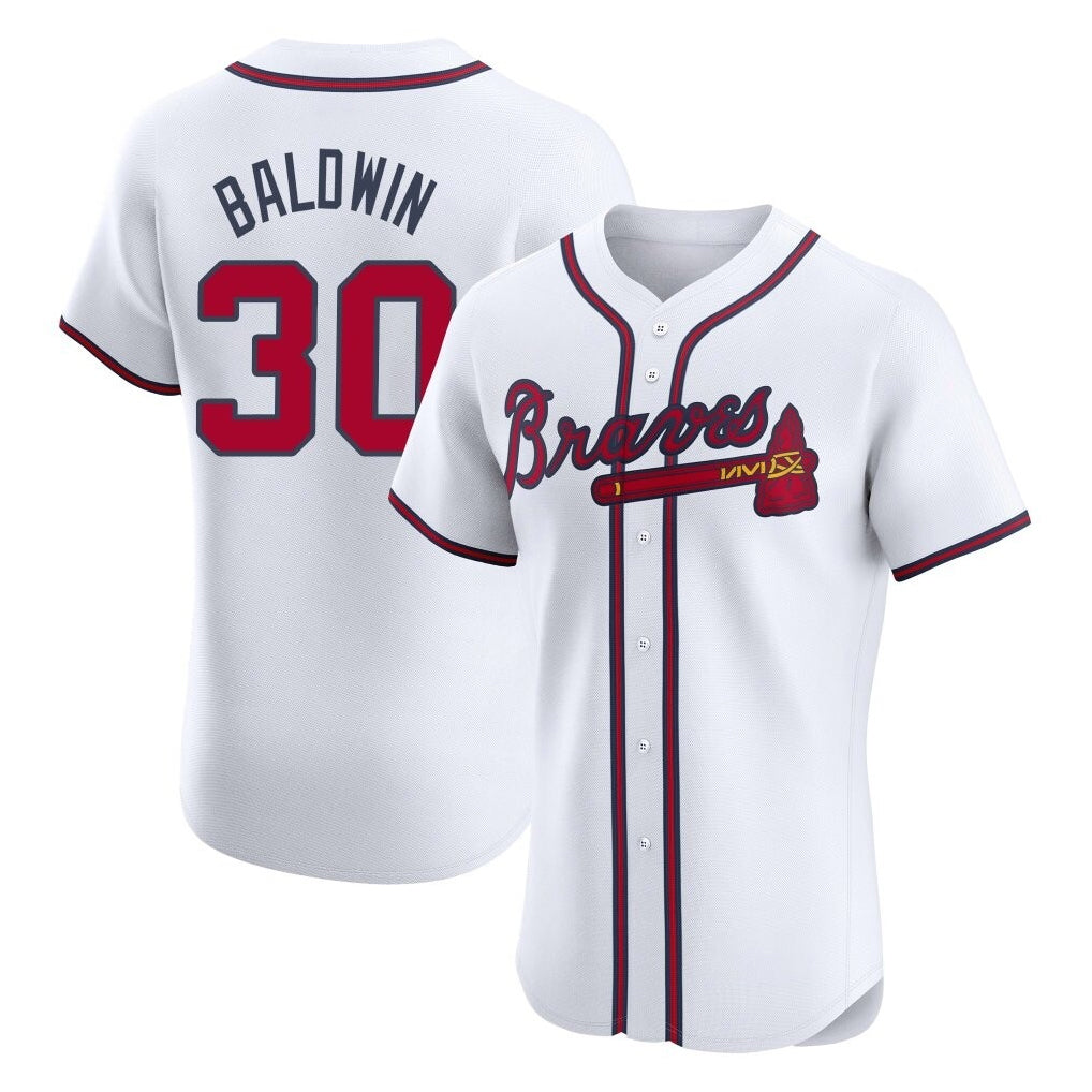Atlanta Braves #30 Drake Baldwin Player White Limited Elite Home Game Stitched Baseball Jersey