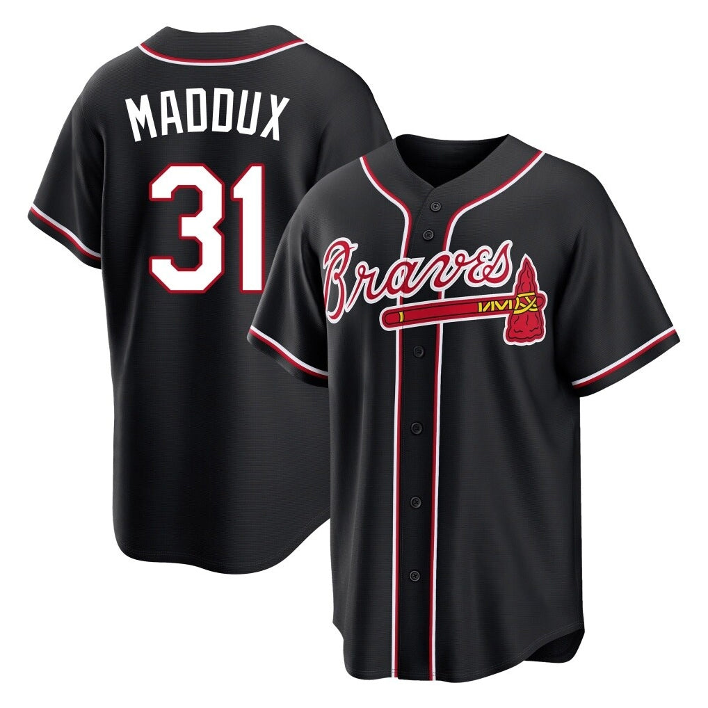 Atlanta Braves #31 Greg Maddux Player Black Fashion Out Game Stitched Baseball Jersey