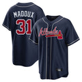 Atlanta Braves #31 Greg Maddux Player Navy Home Game Stitched Baseball Jersey