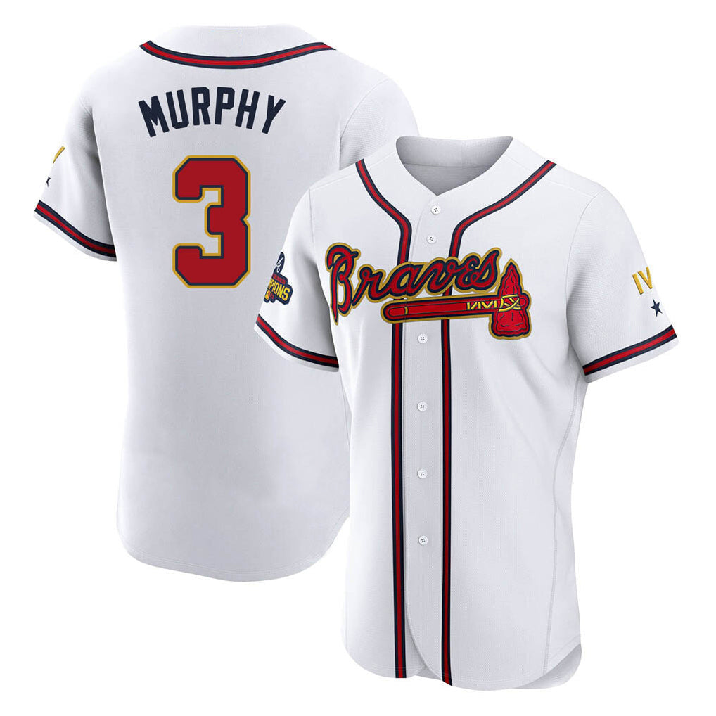 Atlanta Braves #3 Dale Murphy Player White Gold Limited Elite Home Game Stitched Baseball Jersey