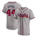 Atlanta Braves #44 Hank Aaron Player Gray Limited Elite Home Game Stitched Baseball Jersey
