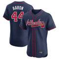 Atlanta Braves #44 Hank Aaron Player Navy Limited Elite Home Game Stitched Baseball Jersey