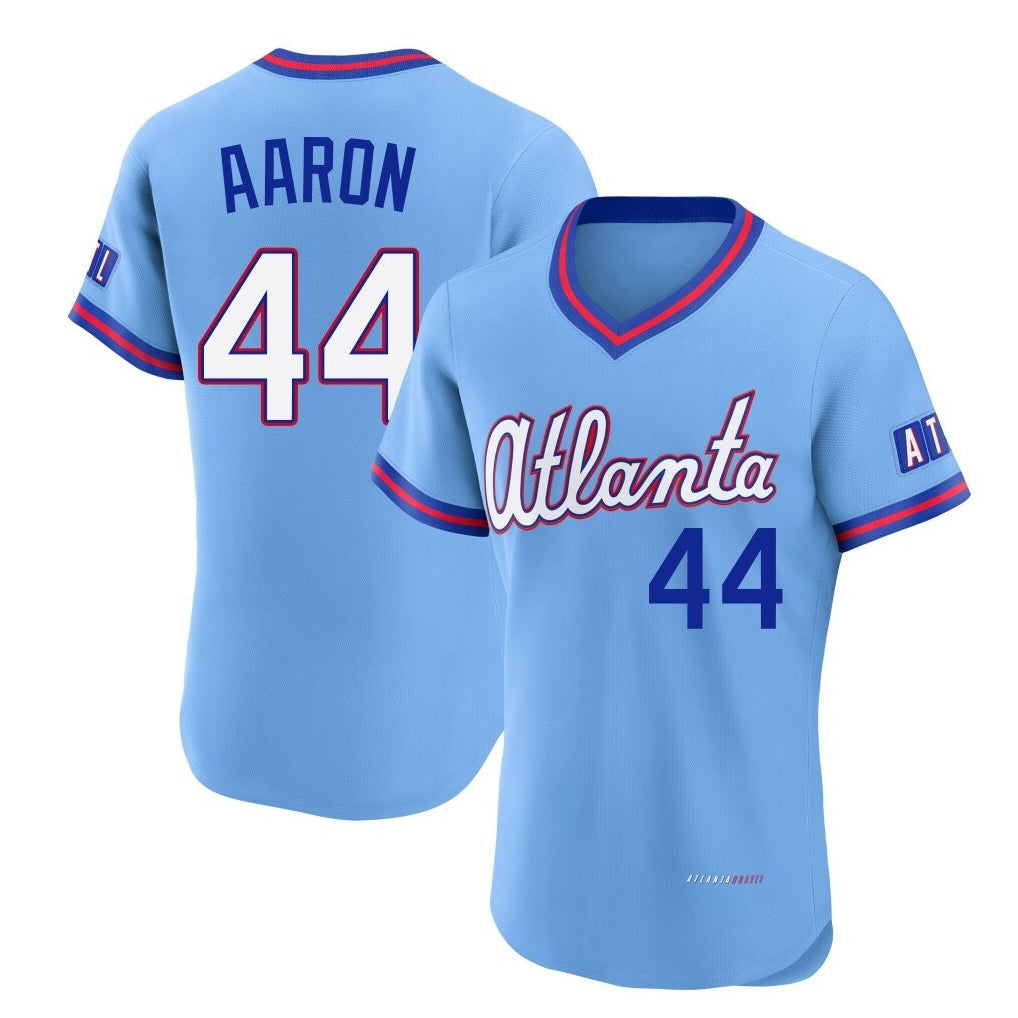 Atlanta Braves #44 Hank Aaron Player Powder Blue 2026 City Connect T-shirt Limited Elite Home Game Stitched Baseball Jersey