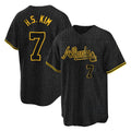 Atlanta Braves #7 Ha-Seong Kim Player Black Snake Skin City Home Game Stitched Baseball Jersey