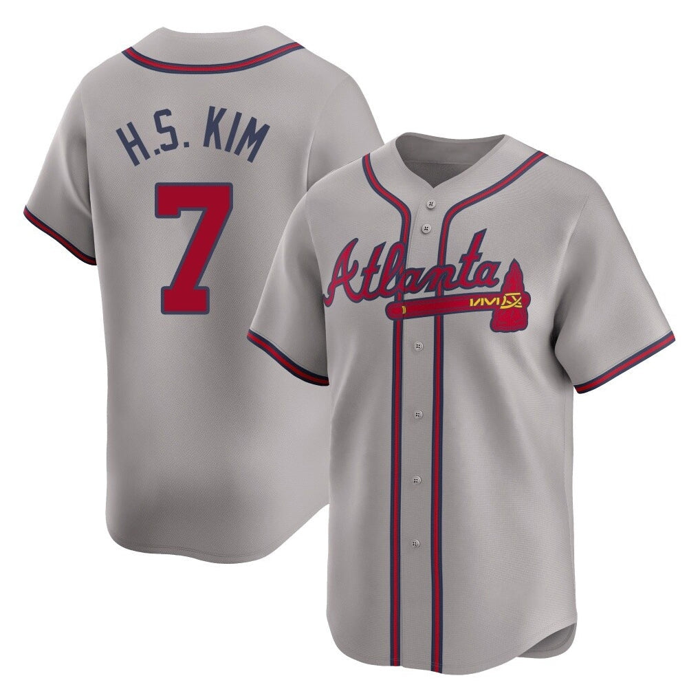 Atlanta Braves #7 Ha-Seong Kim Player Gray Limited Home Game Stitched Baseball Jersey